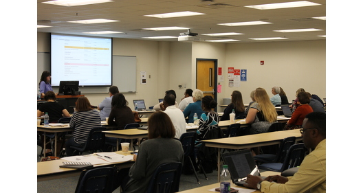 Esperanza Morales conducts training with agencies who will be applying for the 2016-2017 funding cycle. 